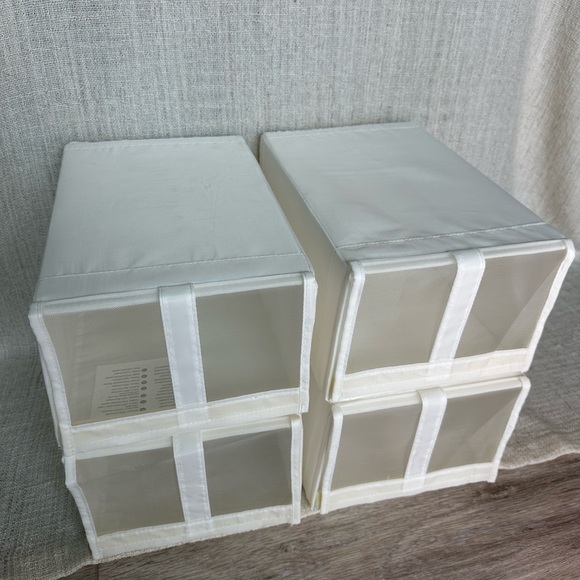 Set of 4 White Storage Bins collapsible lightweight - Picture 2 of 9